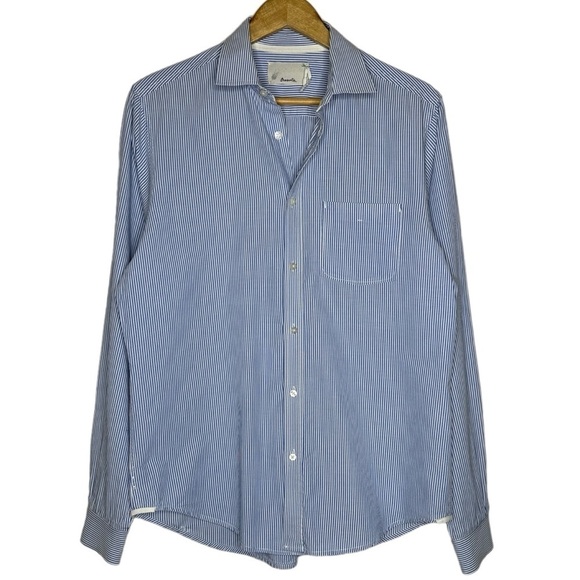 Trovata Birds of Paradis Valdir Shirt Blue Stripe Size L - Picture 1 of 10